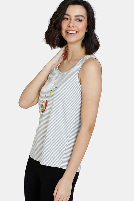Zivame Tom & Jerry Knit Cotton Top - Grey Melange — image 2